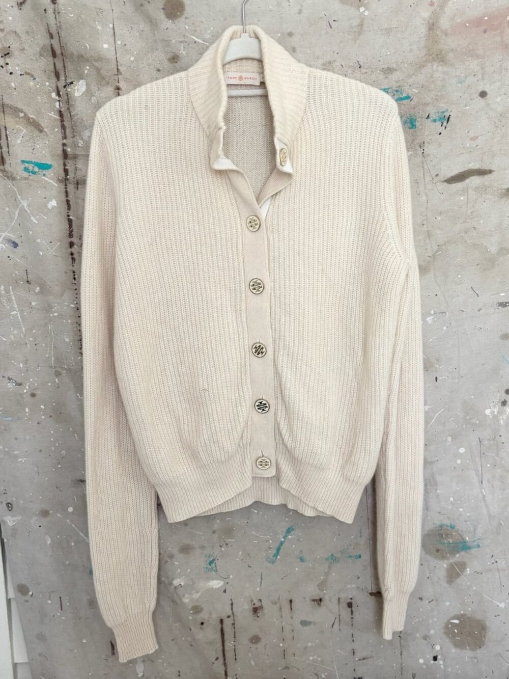 Tory Burch Cashmere Ribbed Cardigan